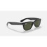 Ray-Ban New Wayfarer Classic sunglasses in gloss black with green lenses, tilted view