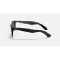 Ray-Ban New Wayfarer sunglasses in matte black with blue flash lenses, side view