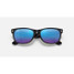 Ray-Ban New Wayfarer sunglasses in matte black with blue flash lenses, folded view.