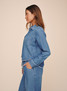 Bella Dahl Fray Hem Cropped Button Down Indigo Harbor Wash side view