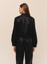 Bella Dahl Women's Cropped Bomber Jacket Black back view