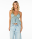 Roxy Coastal Sun Tank Top Oil Green Solar Floral front view