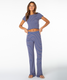 Roxy Women's Poolside Crop Tee Dutch Blue Stripe front view