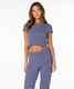 Roxy Women's Poolside Crop Tee Dutch Blue Stripe front facing