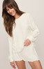 Z Supply Women's PJ Daydream Rib Longsleeve Top Rib Bone fabric detail