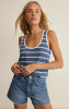 Z Supply Women's Ferry Striped Tank Top in True Navy front view