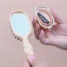 Teleties Mini Boar Bristle Hair Brush in Tan handle detail
