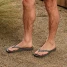 Archies Footwear Men's Arch Support Flip Flops Charcoal on foot