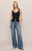 Z Supply Lainey Pointelle Tank Top Lainey Black full outfit view