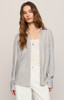 Z Supply Women's Reese Button Up Stripe Shirt Eclipse Front