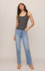 Z Supply Women's Rowe Striped Scoop Tank Top Ash Black full view