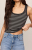 Z Supply Women's Rowe Striped Scoop Tank Top Ash Black close-up detail