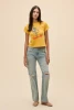 Daydreamer Women's Batter Up Kitty Vintage Tee Yellow Honey Full