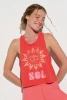 Spiritual Gangster Women's Comet Racerback Tank in Sunset Red