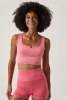 Spiritual Gangster Women's Seamless Love 2.0 Bra Top in Sunset Red detail view