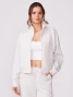 Thrive Societe Women's Ultraluxe Rib Mix Zip Front Jacket in Heather White