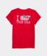 Vineyard Vines Girls' I Whale the USA Short-Sleeve Pocket Tee in Lighthouse Red