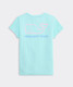Vineyard Vines Girls' Two-Toned Vintage Whale Short-Sleeve Pocket Tee in Shallow Sea