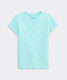 Vineyard Vines Girls' Two-Toned Vintage Whale Short-Sleeve Pocket Tee in Shallow Sea