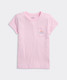 Vineyard Vines Girls' Pool Floatie Pup Short-Sleeve Pocket Tee in Pink Drink front view