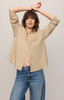 Z Supply Women's Reese Long Sleeve Button Up Shirt Light Toffee fabric detail