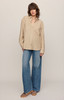 Z Supply Women's Reese Long Sleeve Button Up Shirt Light Toffee full view