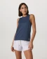 Vuori Women's Energy Long Tank Top Blue Coast front view