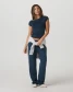 Vuori Halo Modern Straight Leg Pants Blue Coast Heather full body view
