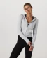 Vuori Women's Halo Mini Full Zip Hoodie Pale Grey Heather front
