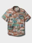 Reyn Spooner Men's University of Texas Scenic Performance Aloha Shirt Burnt Orange detail view