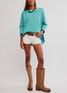 Free People Women's 2 Sense Long Sleeve Top Blue Combo front view