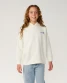 Rip Curl Girls' Surf Puff Heritage Hoodie in Bone/Blue front view