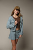 Tenly Girls' French Terry Longsleeve Chill Zip-up Hoodie in Ice Blue