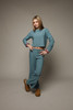 Tenly Girls' Hacci Rib Exposed Seam Pants in Glacier detail