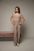 Tenly Girls' Hacci Rib Exposed Seam Pants in Nutmeg