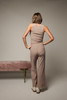 Tenly Girls' Hacci Rib Exposed Seam Pants in Nutmeg detail