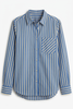 Marine Layer Jane Relaxed Cali Poplin Shirt Blue Stripe Front