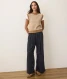 Marine Layer Allison Pleated Wide Leg Trousers Washed Black Front