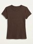 Marine Layer Women's Lexi Rib Crew Tee Coffee front