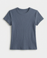 Marine Layer Women's Lexi Rib Crew Tee Dutch Blue front lay