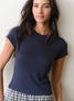 Marine Layer Women's Lexi Pointelle Tee Navy front