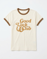 Marine Layer Women's Good Luck Tried & True Crew Tee Antique White front lay