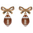 Football Bow Hypoallergenic Stud Earrings Football Bow front view