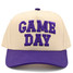 Game Day Trucker Hat in Beige/Purple detail