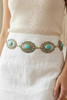 Fame Western Mixed Turquoise Stud Oval Concho Chain Belt in gold detail