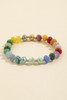 Fame Semi-Precious Stone Beaded Stretch Bracelet in Multi/Gold