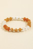 Fame Semi-Precious Stone Beaded Stretch Bracelet in Burnt Orange/White