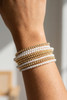 Fame Stacked Multi Strand Bead Stretch Bracelet Set in Pearl/Gold front view