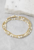 Fame Shell Bead And Gold Stretch Layered Bracelet Set in White/Gold close-up detail