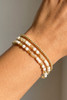 Fame Shell Bead And Gold Stretch Layered Bracelet Set in White/Gold front view